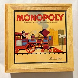 Monopoly Nostalgia Wooden Box Edition Parker Brothers 2001 Complete Set